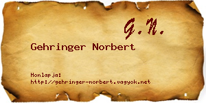 Gehringer Norbert névjegykártya